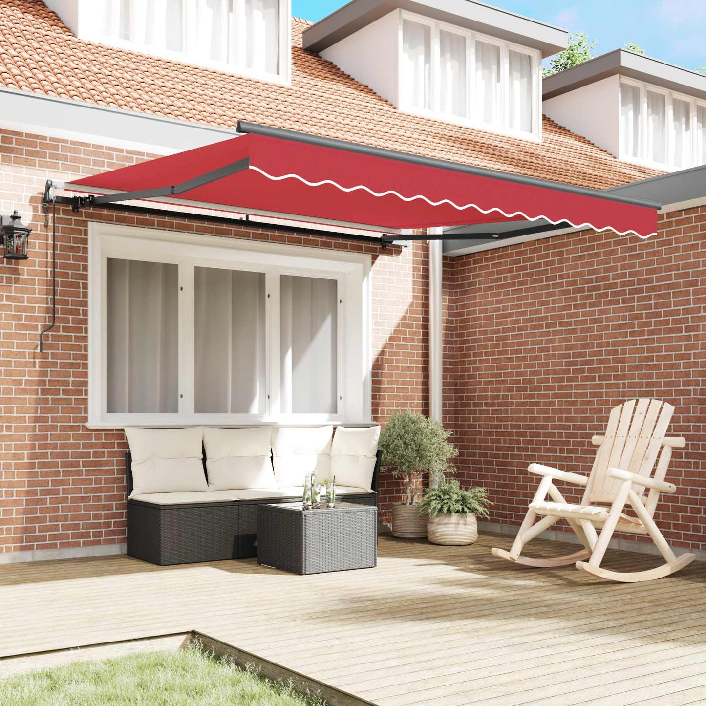 vidaXL Einziehbare Markise Rot 350 x 250 cm Stoff und Aluminium