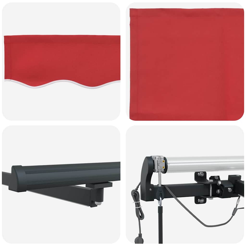vidaXL Einziehbare Markise mit Rot 350 x 250 cm Stoff