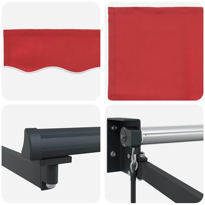 vidaXL Auvent rétractable Rouge 350 x 250 cm Polyester et aluminium