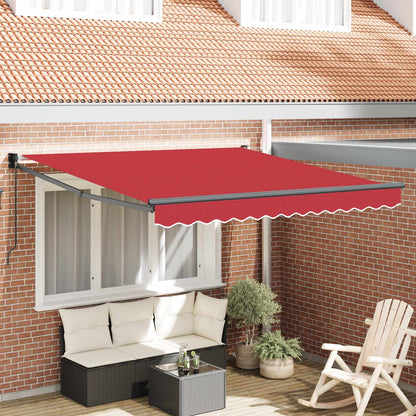 vidaXL Auvent rétractable Rouge 350 x 250 cm Polyester et aluminium