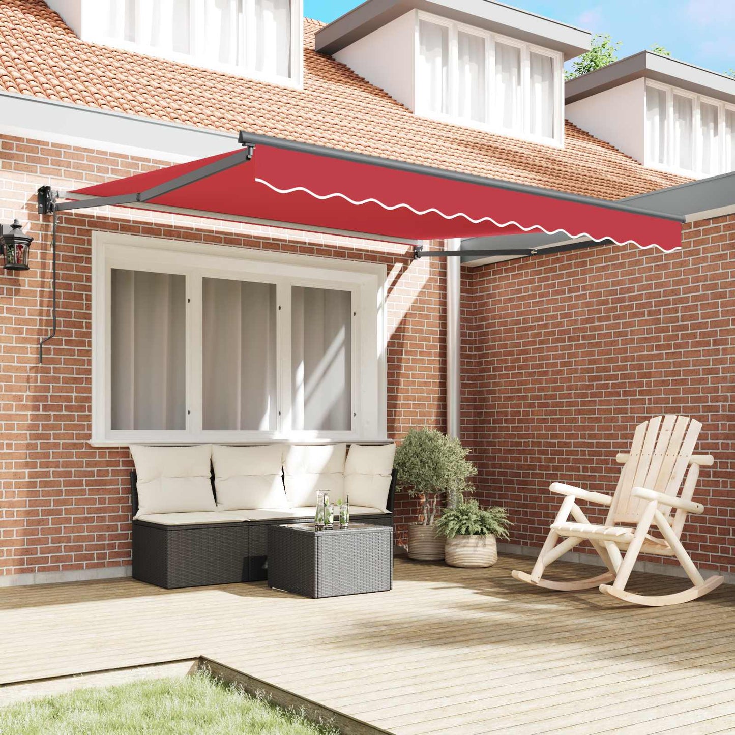 vidaXL Auvent rétractable Rouge 350 x 250 cm Polyester et aluminium