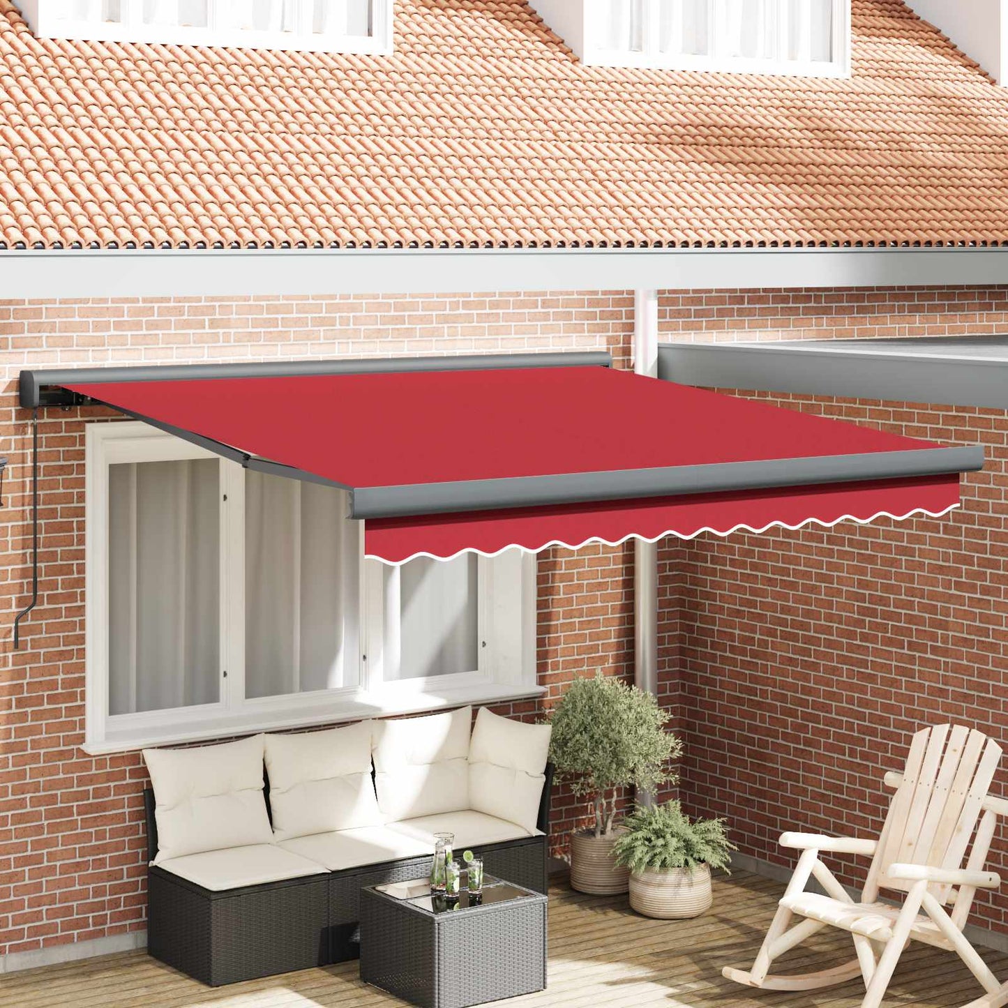 vidaXL Einziehbare Markise Rot 350 x 250 cm Stoff und Metall