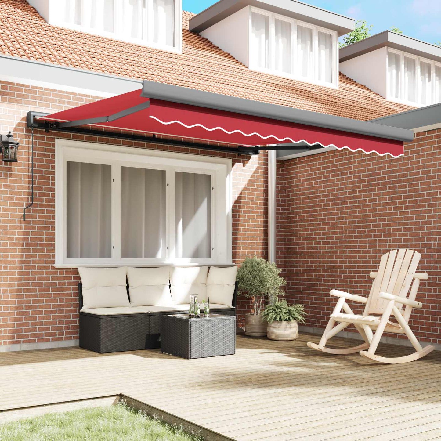 vidaXL Einziehbare Markise Rot 350 x 250 cm Stoff und Metall
