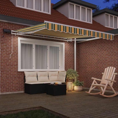 vidaXL Einziehbare Markise Grün und Gelb 350 x 250 cm Stoff und Stahl
