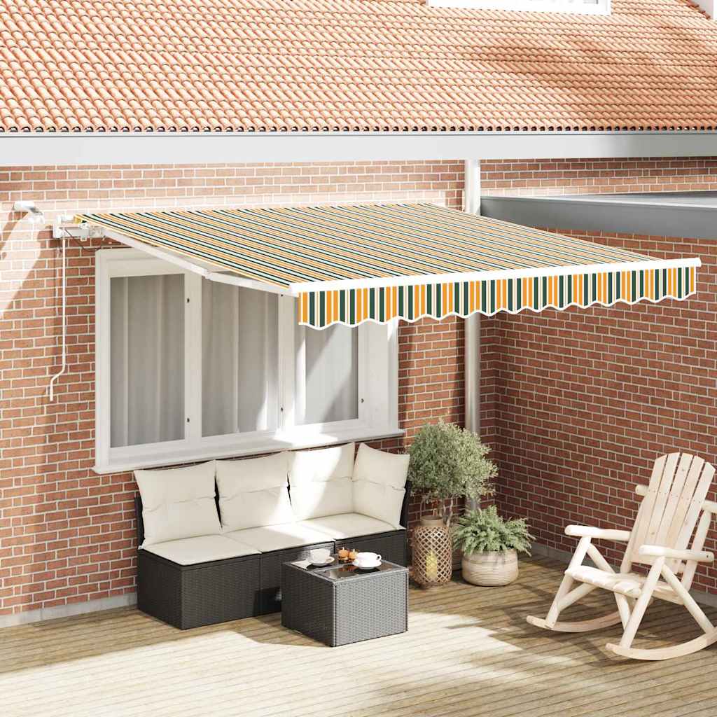 vidaXL Einziehbare Markise Grün und Gelb 350 x 250 cm