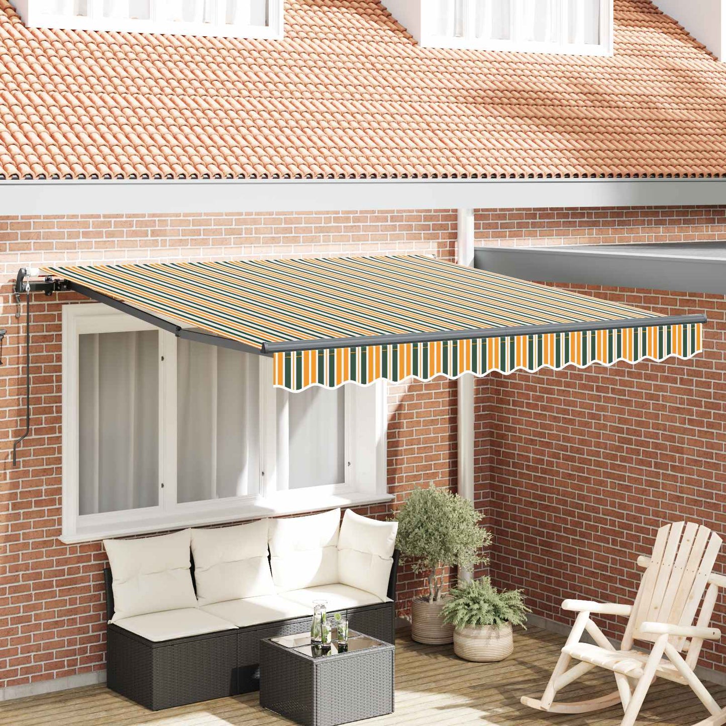 vidaXL Einziehbare Markise Grün und Gelb 350 x 250 cm