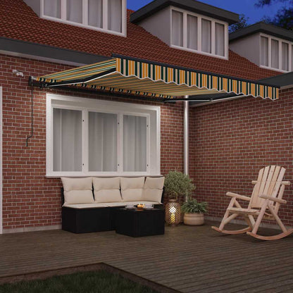vidaXL Einziehbare Markise mit Grün und Gelb 350 x 250 cm Stoff