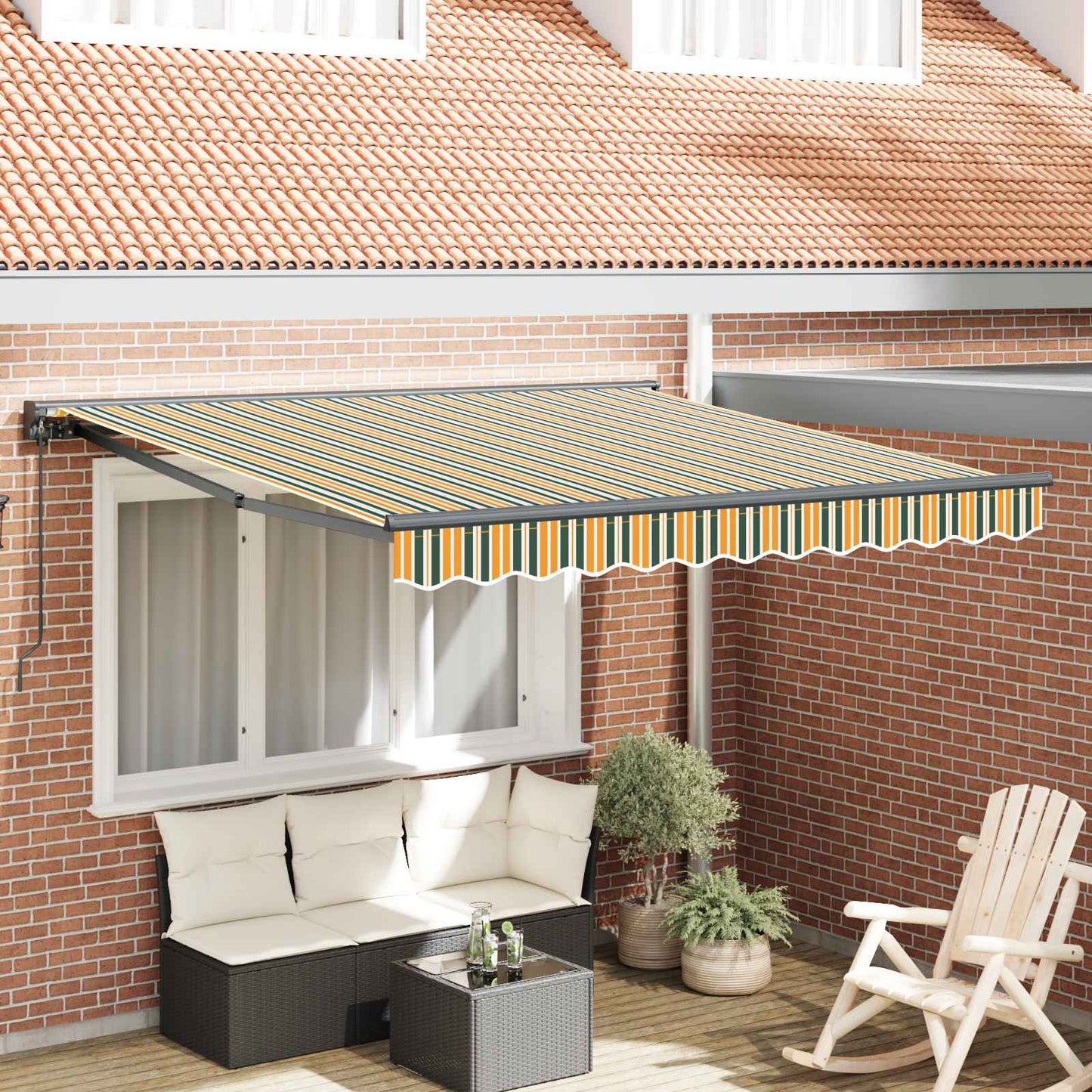 vidaXL Einziehbare Markise Grün und Gelb 350 x 250 cm