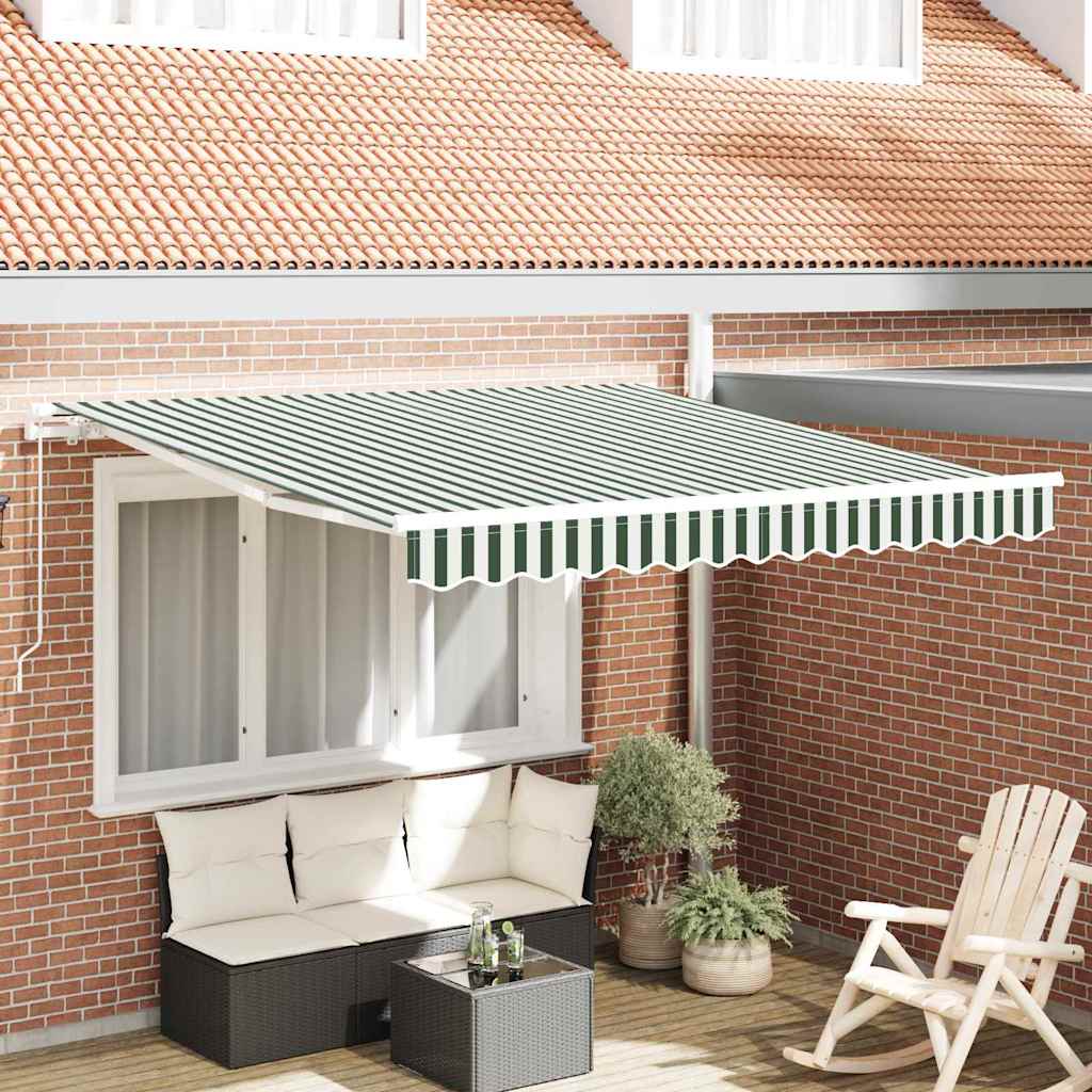 vidaXL Einziehbare Markise Grün und Weiß 350 x 250 cm Stoff