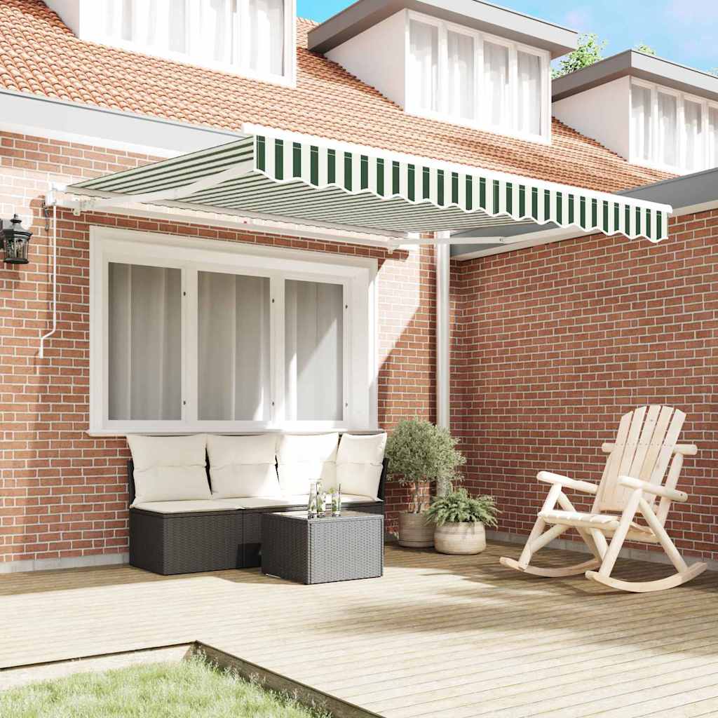 vidaXL Auvent rétractable 350 x 250 cm Vert et Blanc