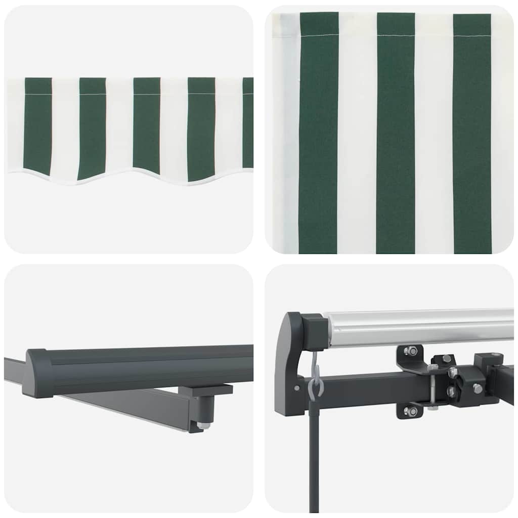 Store banne rétractable vidaXL vert et blanc 350 x 250 cm en tissu