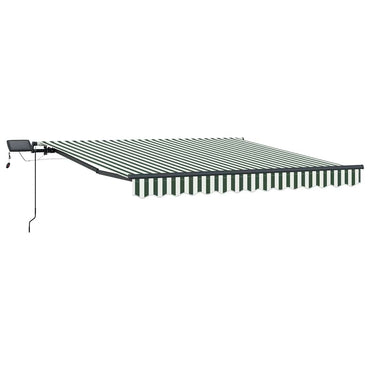 Store banne rétractable vidaXL vert et blanc 350 x 250 cm en tissu
