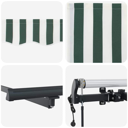 vidaXL Auvent rétractable en tissu, vert et blanc 350 x 250 cm