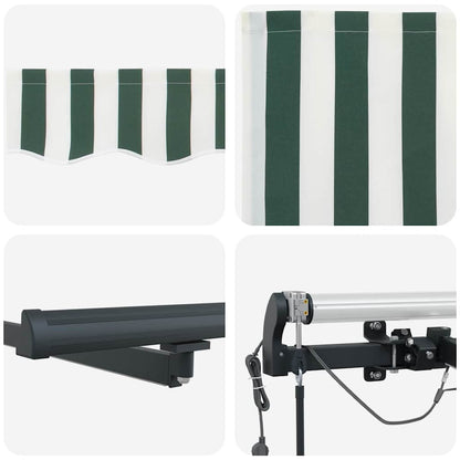 vidaXL Store banne manuel vert et blanc 350 x 250 cm en tissu