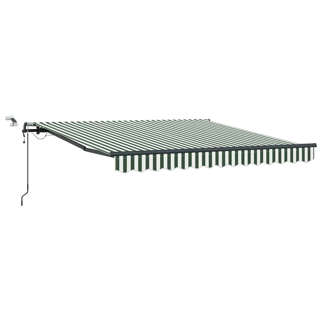 vidaXL Store banne manuel vert et blanc 350 x 250 cm en tissu