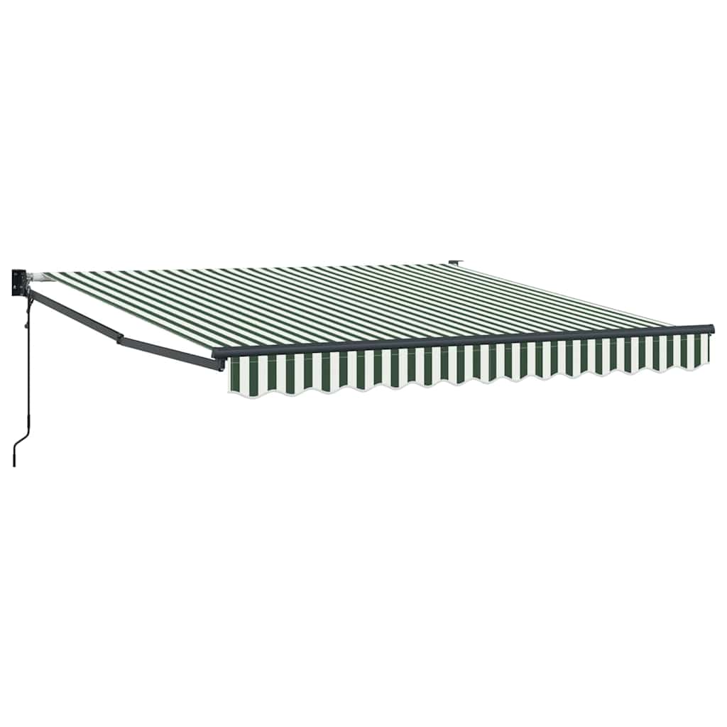 vidaXL Store banne rétractable tissu vert et blanc 350 x 250 cm