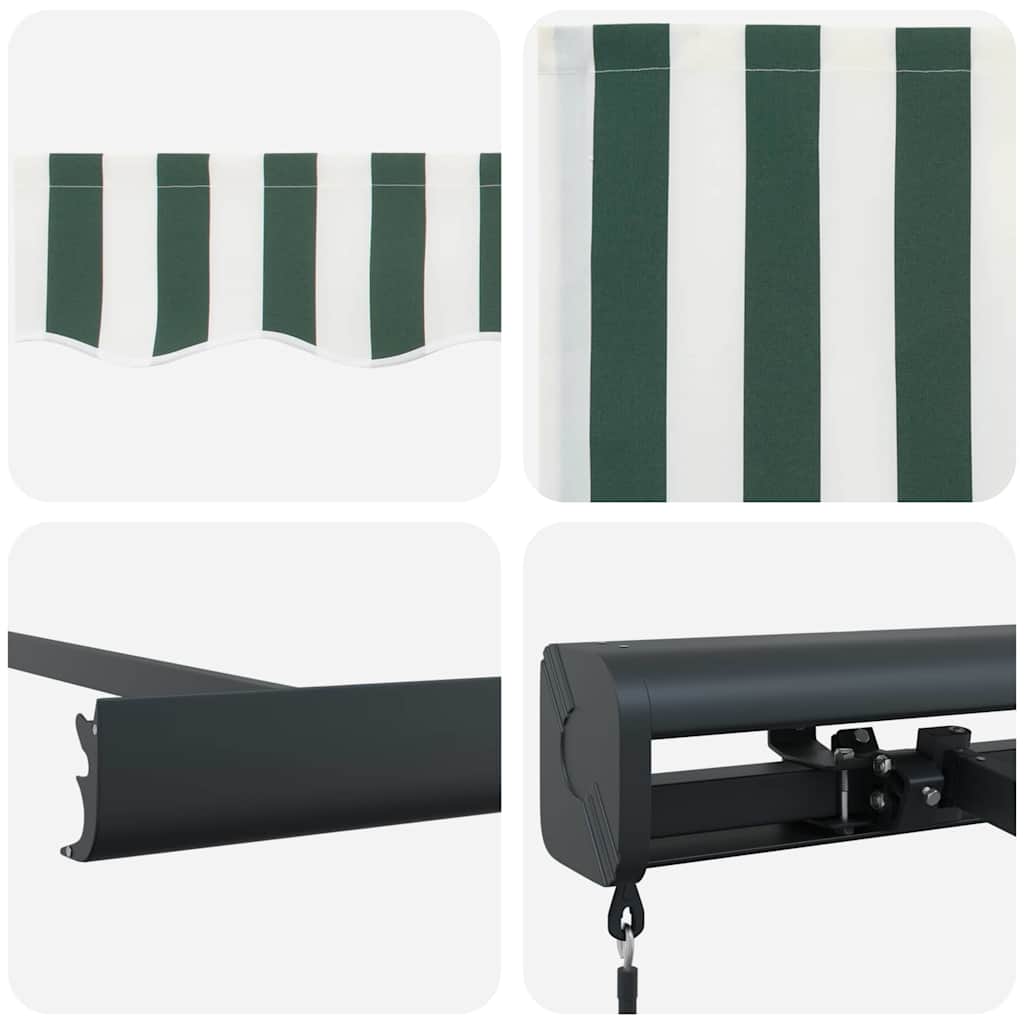 vidaXL Einziehbare Markise Grün und Weiß 350 x 250 cm Stoff und Metall
