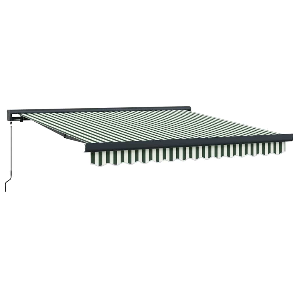 vidaXL Einziehbare Markise Grün und Weiß 350 x 250 cm Stoff und Metall