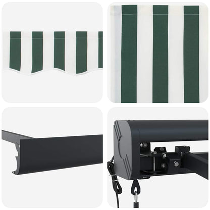 vidaXL Einziehbare Markise Grün und Weiß 350 x 250 cm Stoff, Metall