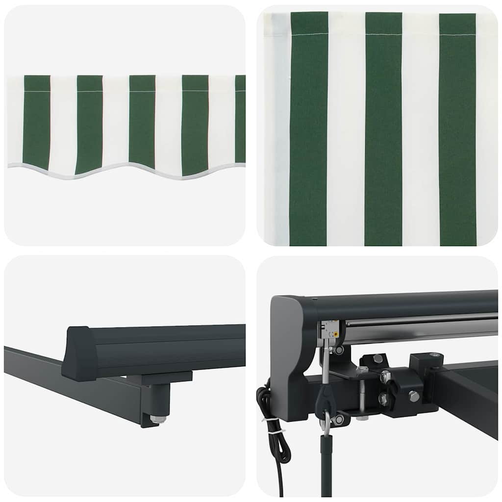 vidaXL Einziehbare Markise Grün und Weiß 350x250 cm Stoff
