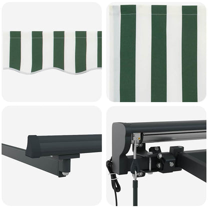vidaXL Einziehbare Markise Grün und Weiß 350x250 cm Stoff
