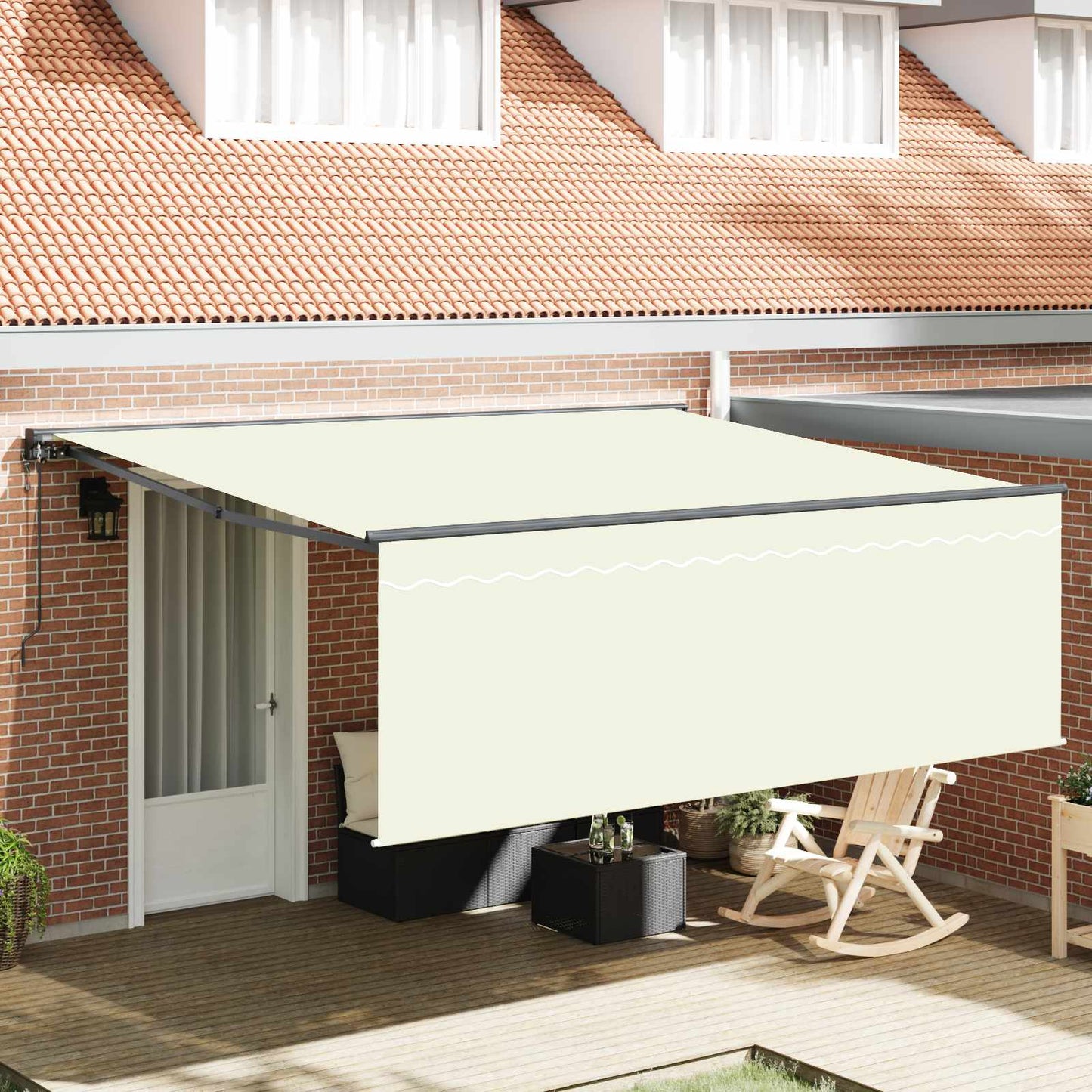 vidaXL Einziehbare Markise Creme 400 x 300 cm Polyester und Aluminium