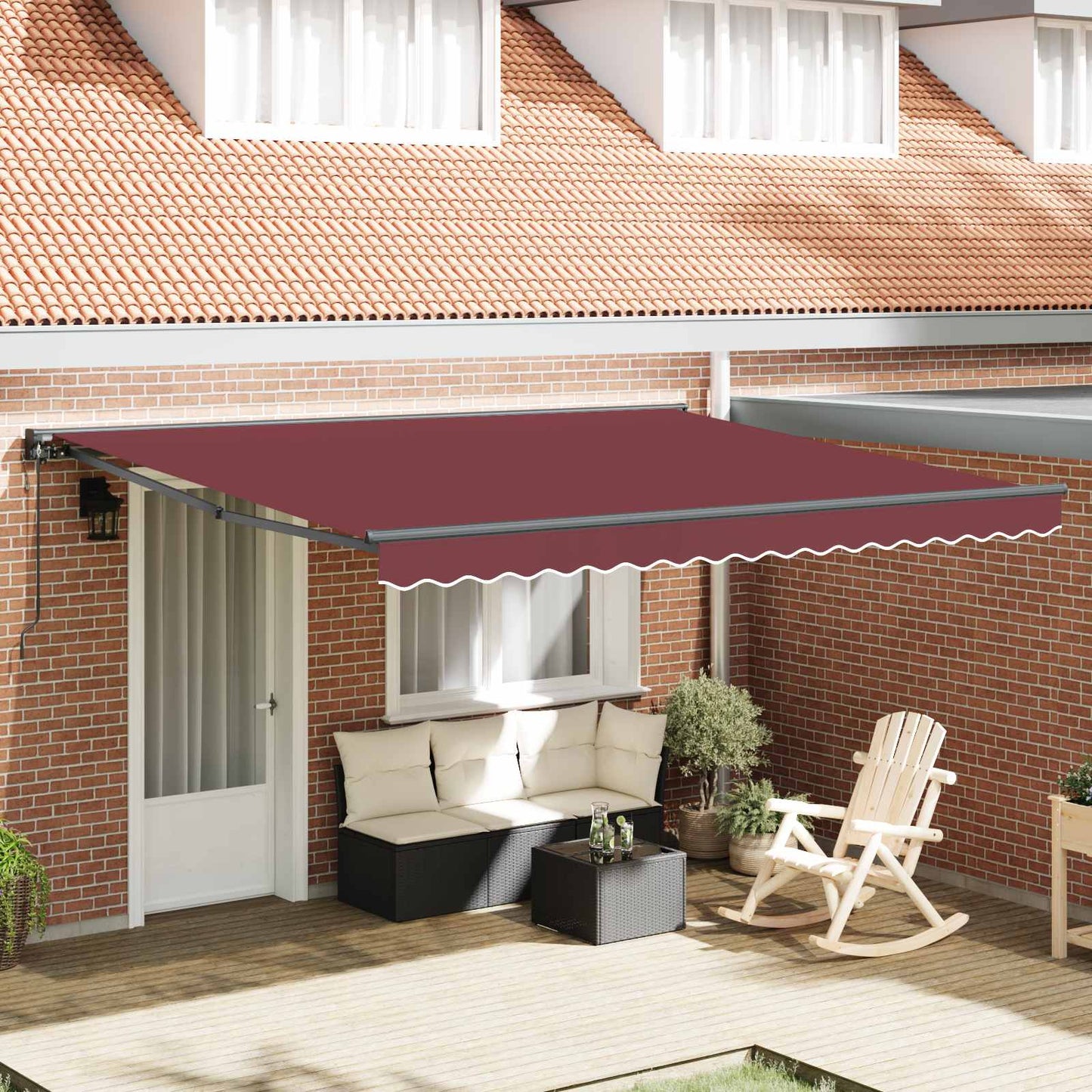 vidaXL Einziehbare Markise Bordeauxrot 400 x 300 cm