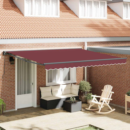 vidaXL Einziehbare Markise Bordeauxrot 400 x 300 cm