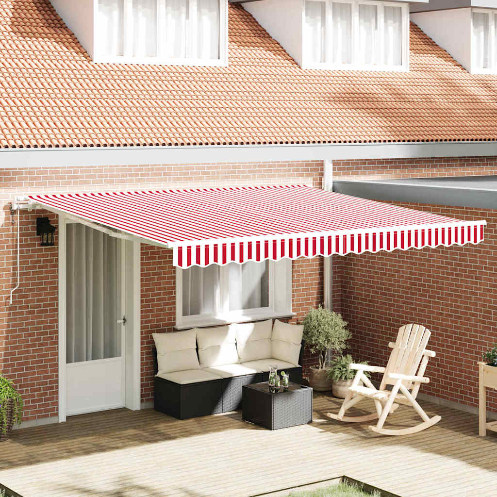 vidaXL Einziehbare Markise Rot und Weiß 400 x 300 cm Stoff