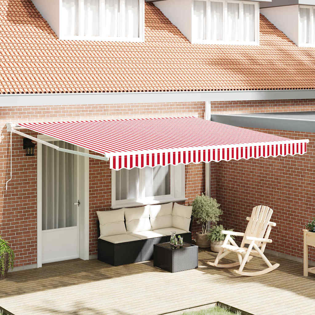 vidaXL Einziehbare Markise Rot und Weiß 400 × 300 cm