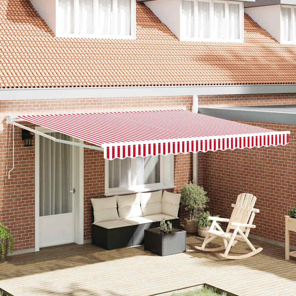 vidaXL Einziehbare Markise Rot und Weiß 400 x 300 cm