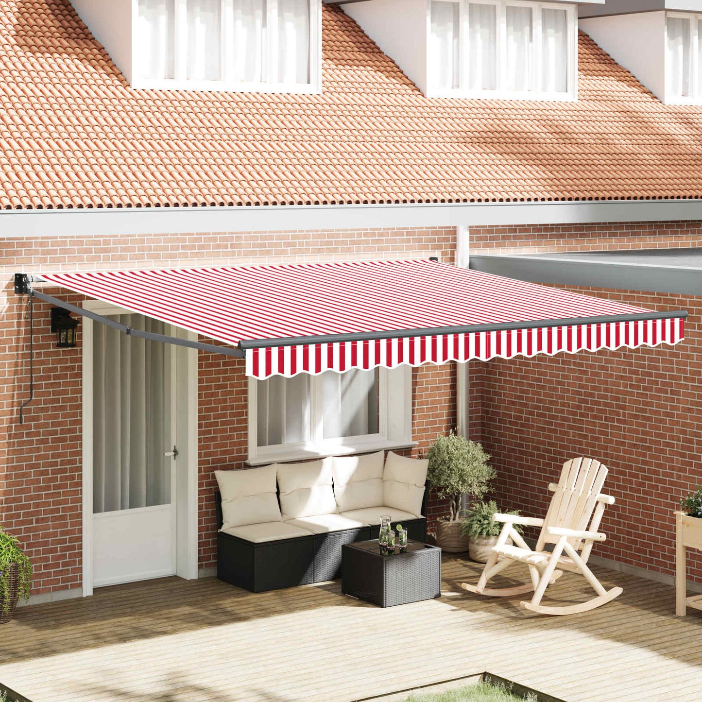 vidaXL Einziehbare Markise Rot und Weiß 400 × 300 cm