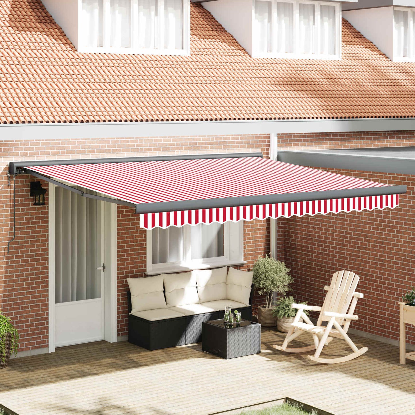 vidaXL Markise Rot und Weiß 400 x 300 cm Polyester und Aluminium
