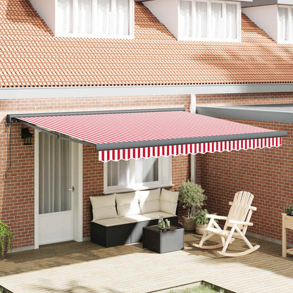 vidaXL Markise Rot und Weiß 400 x 300 cm Polyester und Aluminium