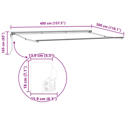 Einziehbare Markise Rot und Weiß 400 x 300 cm