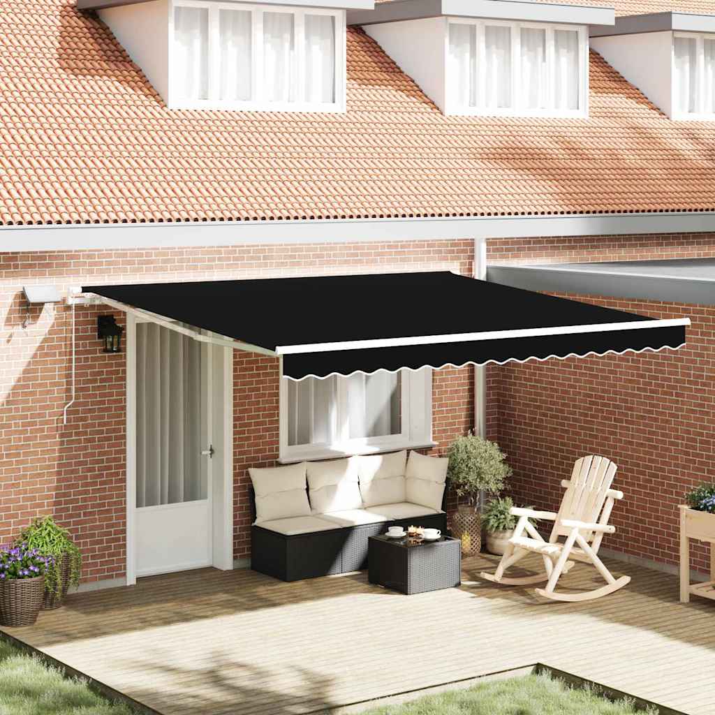 vidaXL Einziehbare Markise Schwarz 400 x 300 cm Stoff und Stahl