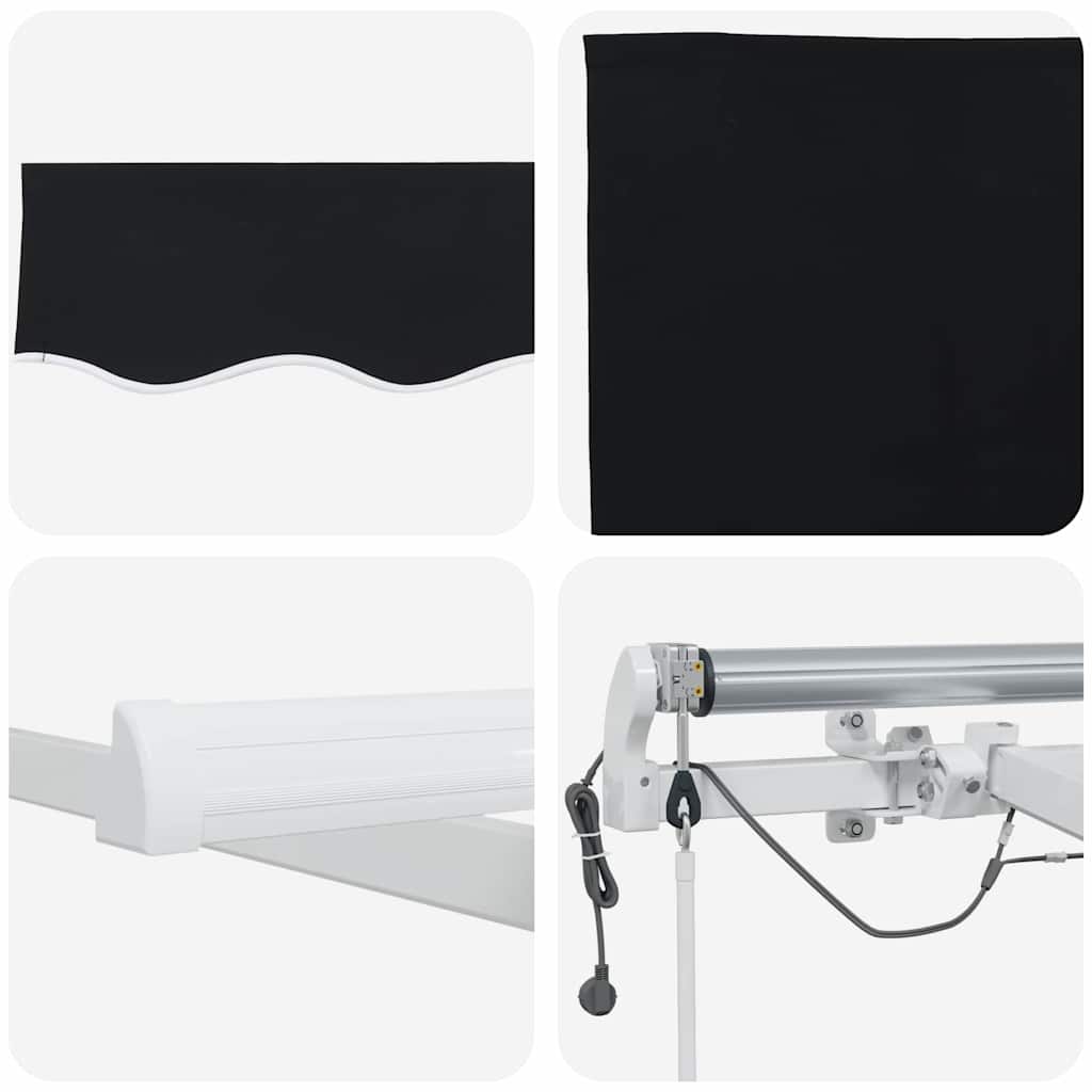 vidaXL Einziehbare Markise Schwarz 400 x 300 cm Polyester und Metall