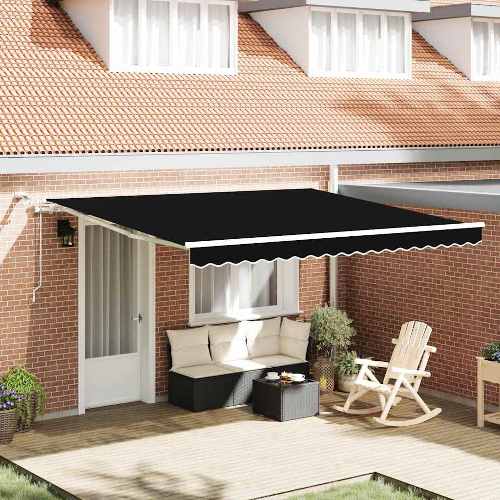 vidaXL Einziehbare Markise Schwarz 400 x 300 cm Polyester und Metall