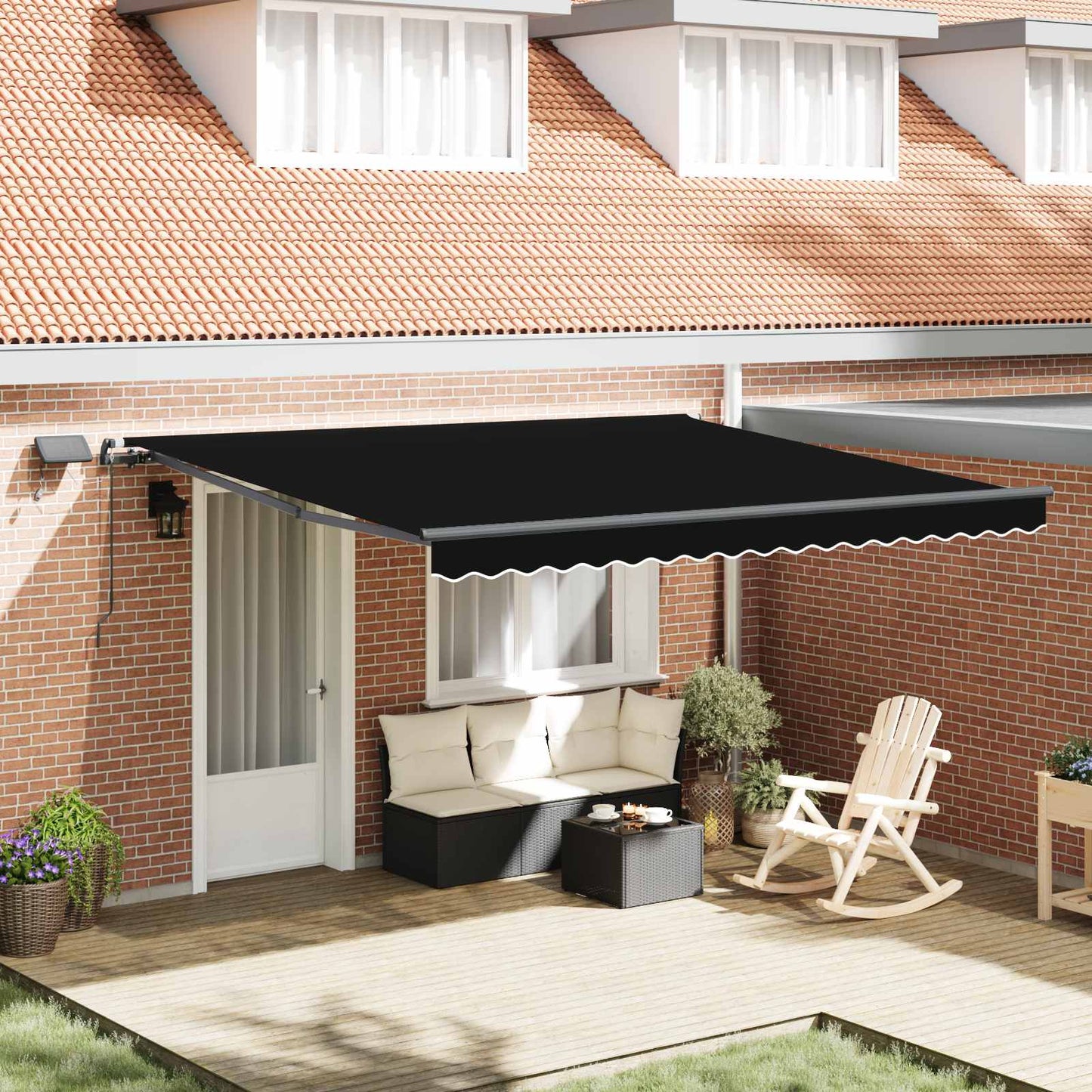 vidaXL Einziehbare Markise Schwarz 400 x 300 cm Stoff