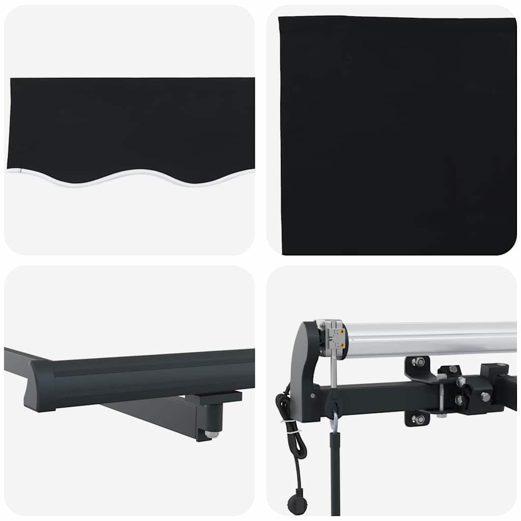 vidaXL Einziehbare Markise Schwarz 400 x 300 cm Stoff und Aluminium