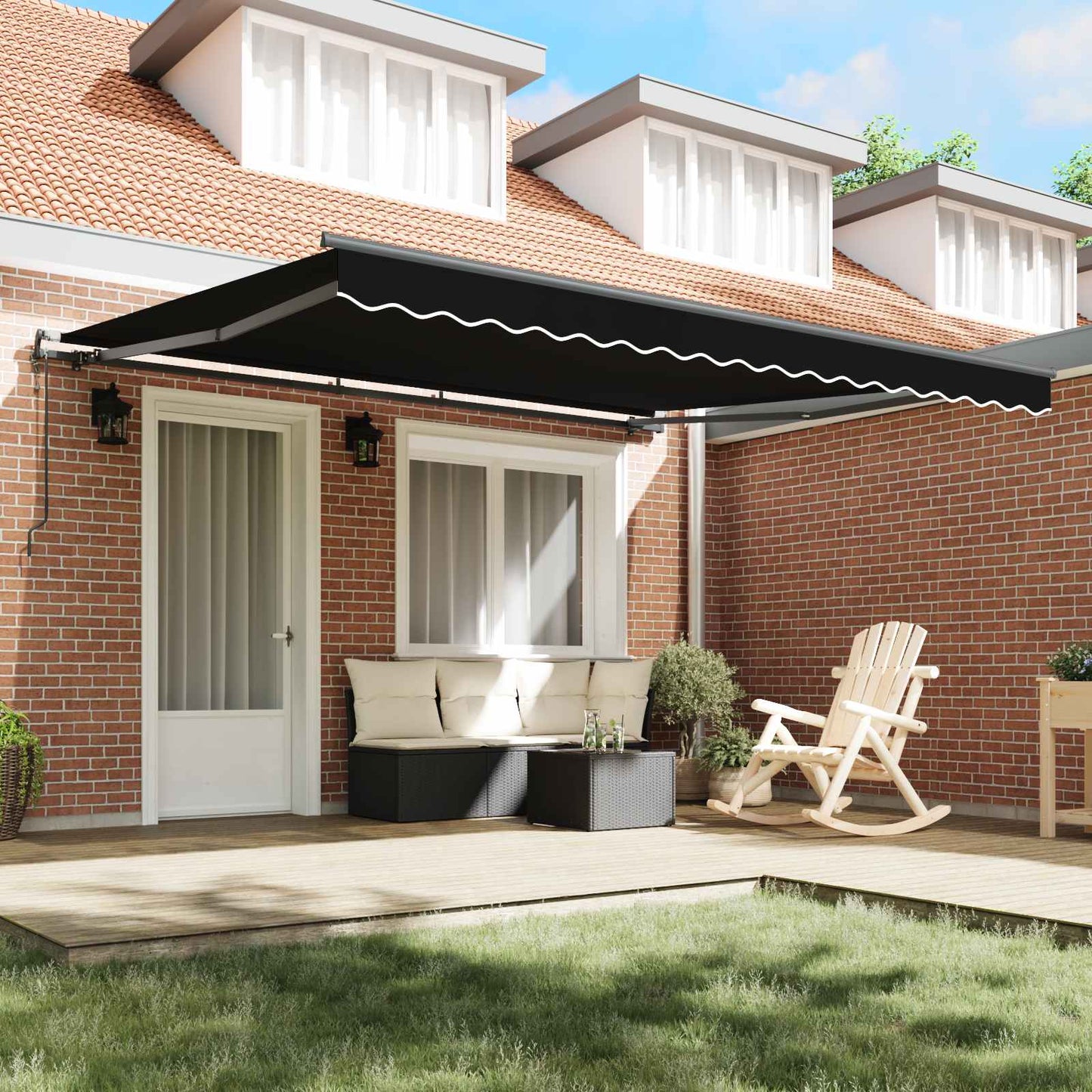 vidaXL Einziehbare Markise Schwarz 400 x 300 cm Stoff und Aluminium