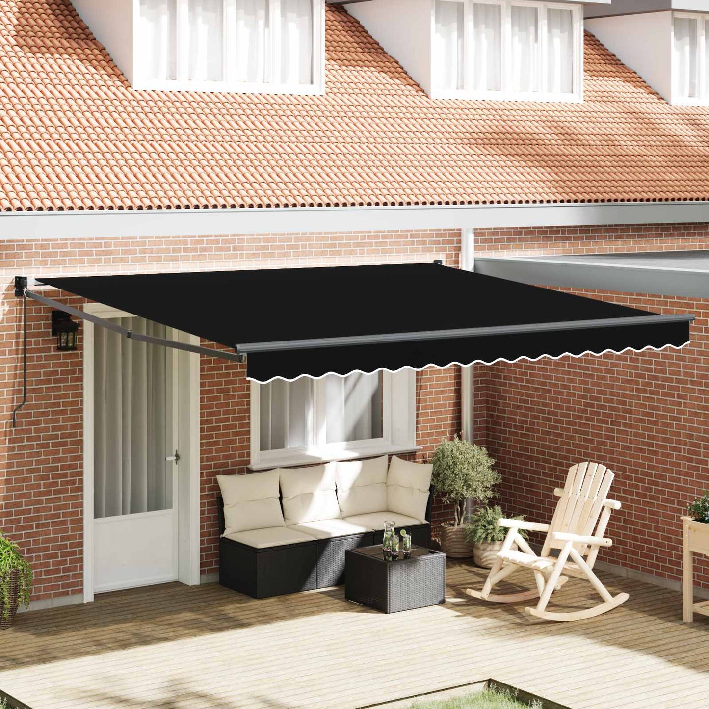 vidaXL Einziehbare Markise Schwarz 400 x 300 cm