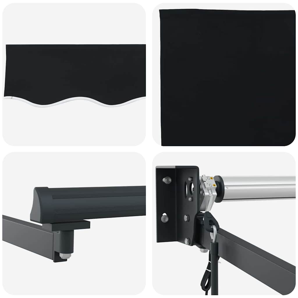 vidaXL Einziehbare Markise Schwarz 400 × 300 cm Polyester und Metall