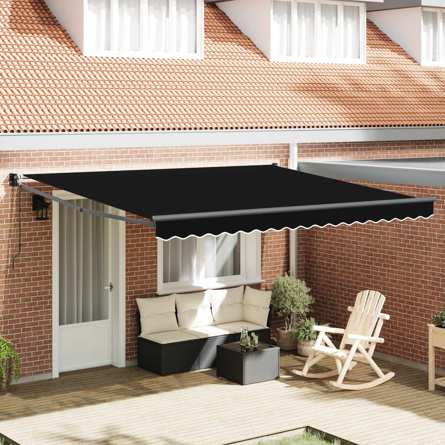 vidaXL Einziehbare Markise Schwarz 400 × 300 cm Polyester und Metall