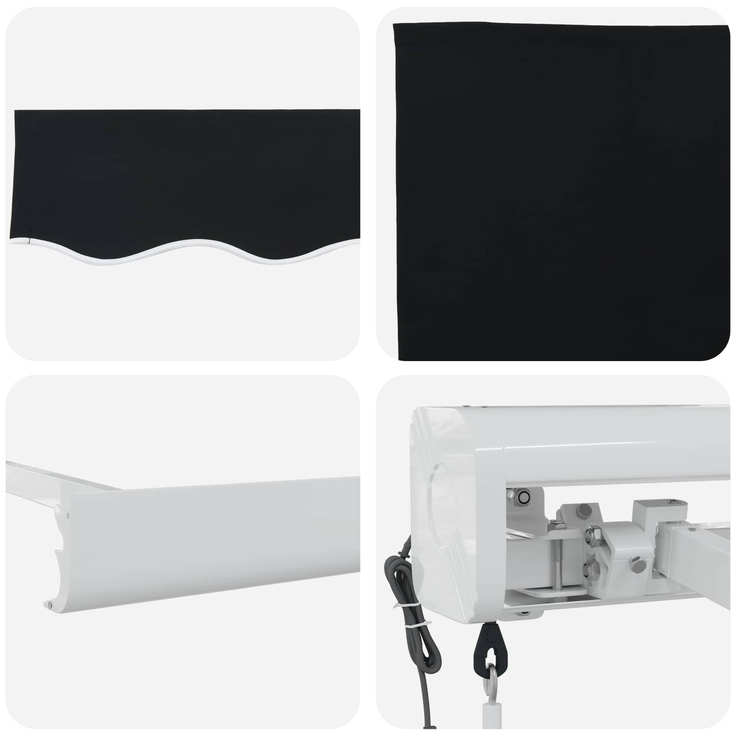 vidaXL Einziehbare Markise Schwarz 400 x 300 cm Stoff und Metall