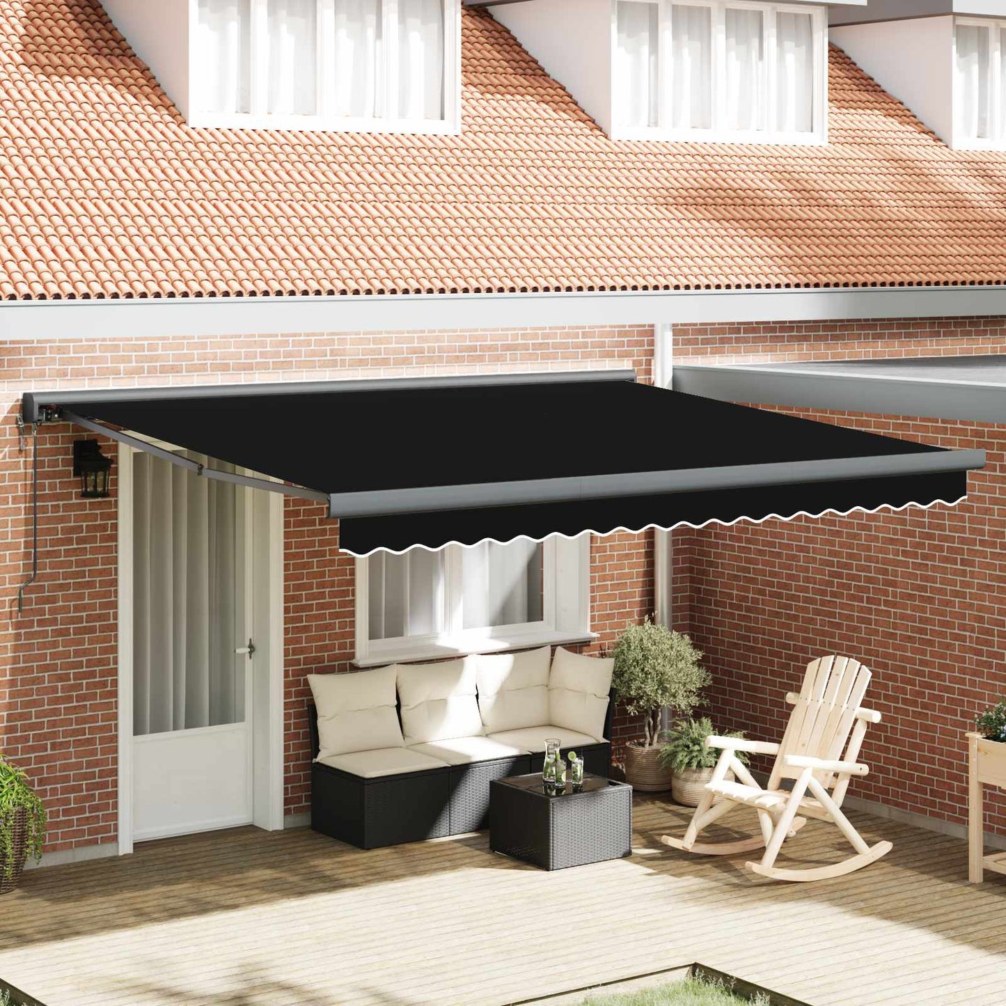 vidaXL Markise Schwarz 400 x 300 cm Polyester und Aluminium