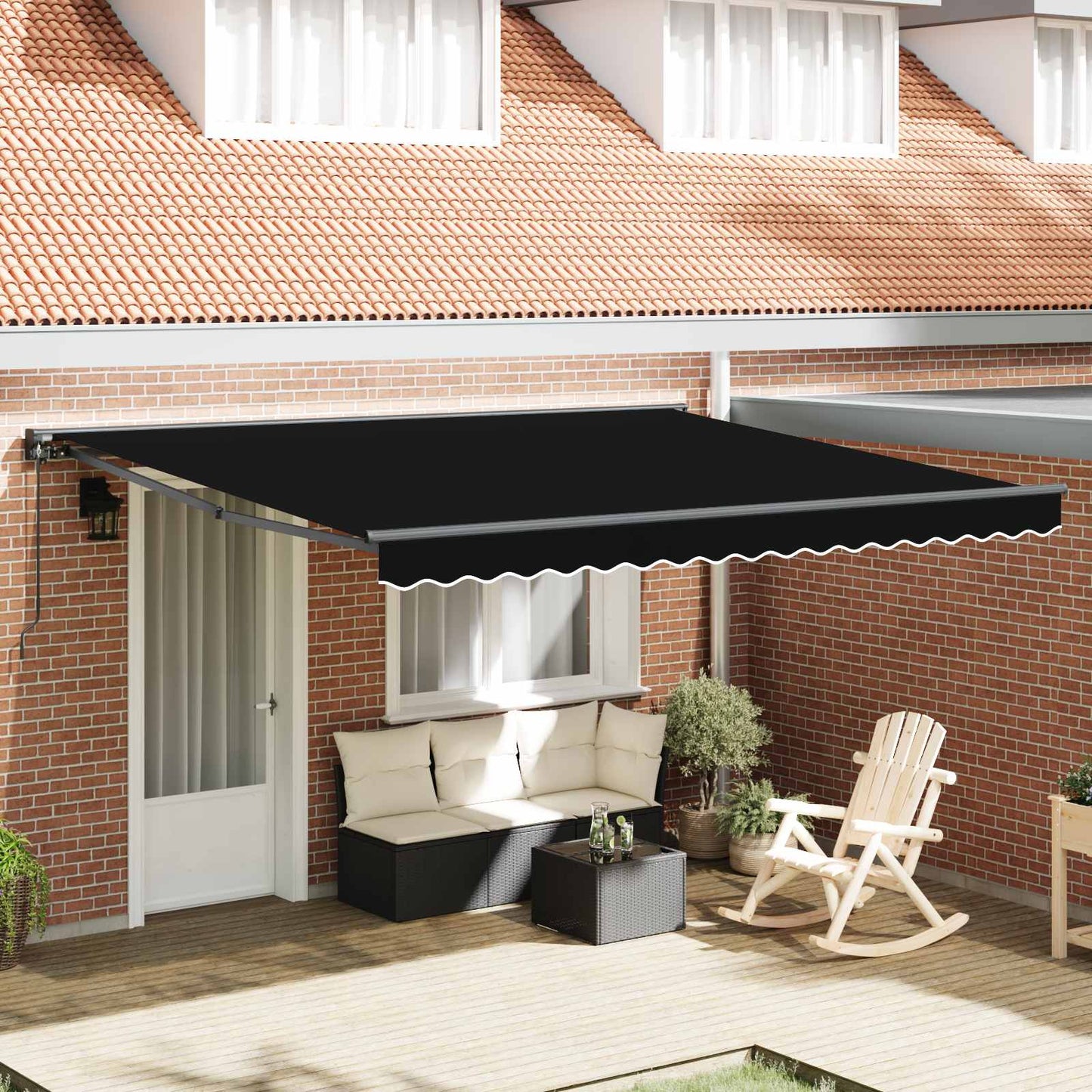 vidaXL Einziehbare Markise Schwarz 400 x 300 cm Polyester und Metall