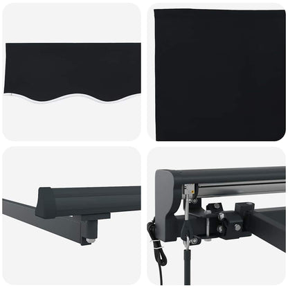 vidaXL Einziehbare Markise Schwarz 400 x 300 cm Polyester und Metall