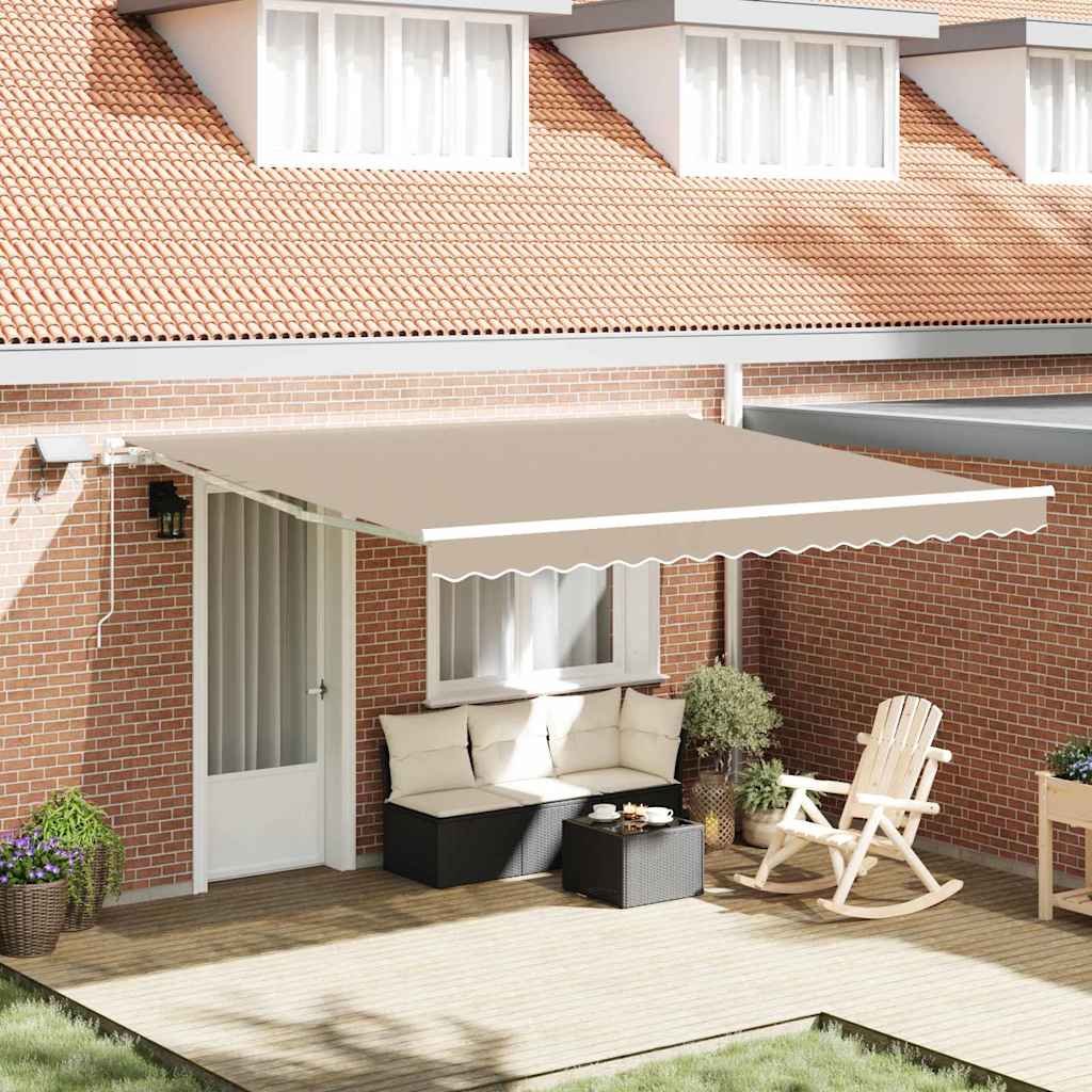 vidaXL Einziehbare Markise mit Beige 400 x 300 cm Stoff