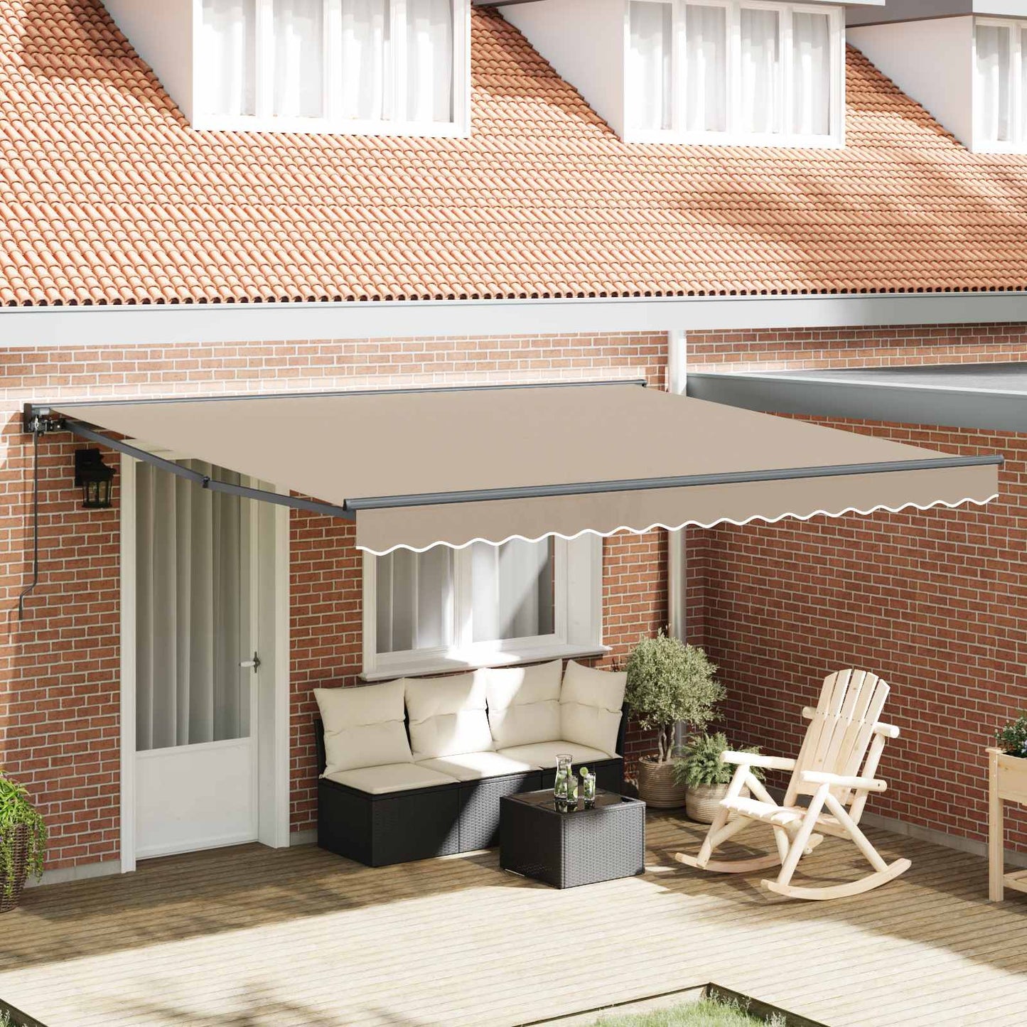 vidaXL Einziehbare Markise Beige 400 x 300 cm Polyester und Metall